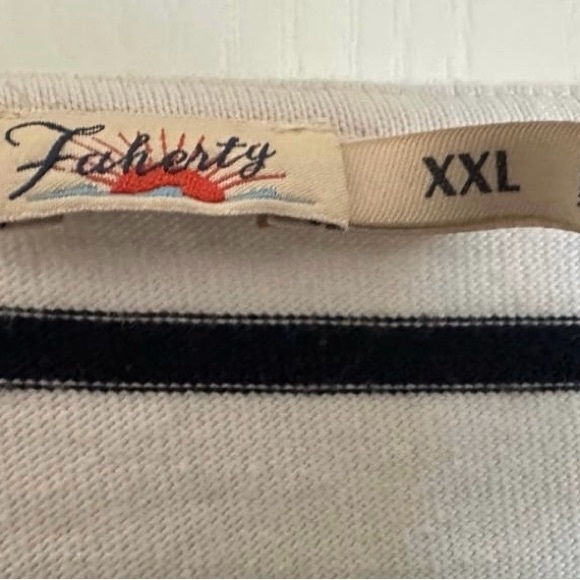 Faherty White and dark blue Striped Long Sleeve Tee - Picture 3 of 8